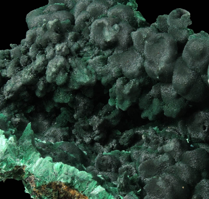 Malachite (fibrous form) from Mindingi, 60 km W of Likasi, Katanga Copperbelt, Lualaba Province, Democratic Republic of the Congo