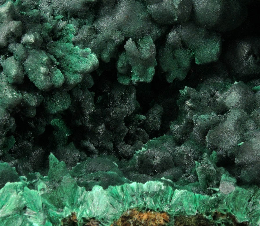 Malachite (fibrous form) from Mindingi, 60 km W of Likasi, Katanga Copperbelt, Lualaba Province, Democratic Republic of the Congo