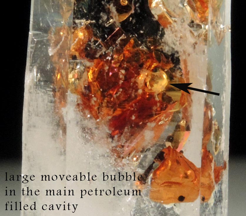 Quartz var. Firefly Quartz with large moveable bubble in petroleum-filled cavity from Madirobe, Tsaratanna, Betsiboka, Madagascar