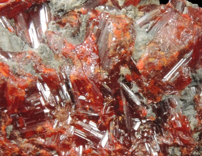 Realgar and Calcite with Orpiment from Getchell Mine, Humboldt County, Nevada