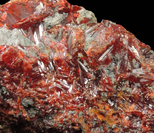 Realgar and Calcite with Orpiment from Getchell Mine, Humboldt County, Nevada