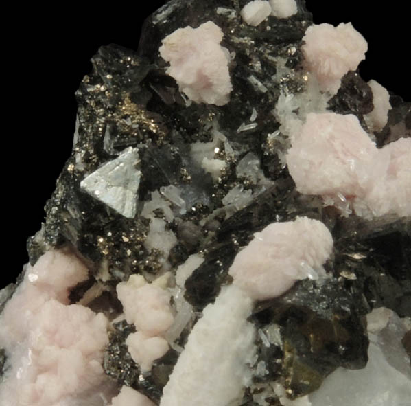 Rhodochrosite, Pyrite, Tetrahedrite, Quartz from Pachapaqui District, Bolognesi Province, Ancash Department, Peru