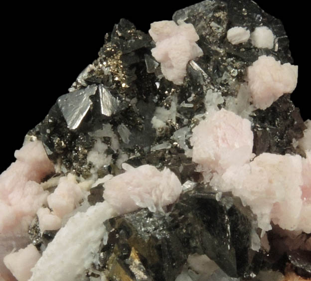 Rhodochrosite, Pyrite, Tetrahedrite, Quartz from Pachapaqui District, Bolognesi Province, Ancash Department, Peru