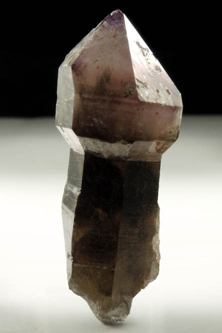 Quartz var. Amethyst-Smoky (scepter-shaped formation) from Ossipee Gulch (Raccoon Gulch), Folsom Brook, Center Ossipee, Carroll County, New Hampshire