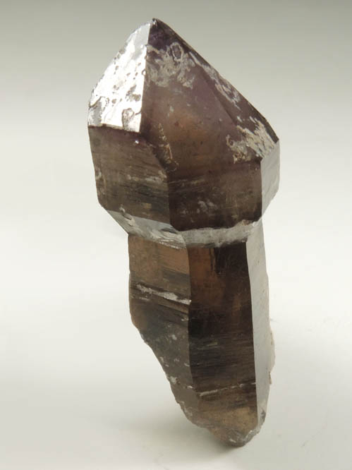 Quartz var. Amethyst-Smoky (scepter-shaped formation) from Ossipee Gulch (Raccoon Gulch), Folsom Brook, Center Ossipee, Carroll County, New Hampshire