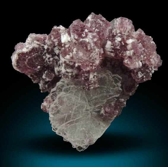 Lepidolite and Elbaite Tourmaline on Albite from Pederneira Mine, Sao Jose da Safira, Minas Gerais, Brazil