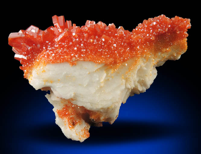 Vanadinite on Barite from Mibladen, Haute Moulouya Basin, Zeida-Aouli-Mibladen belt, Midelt Province, Morocco