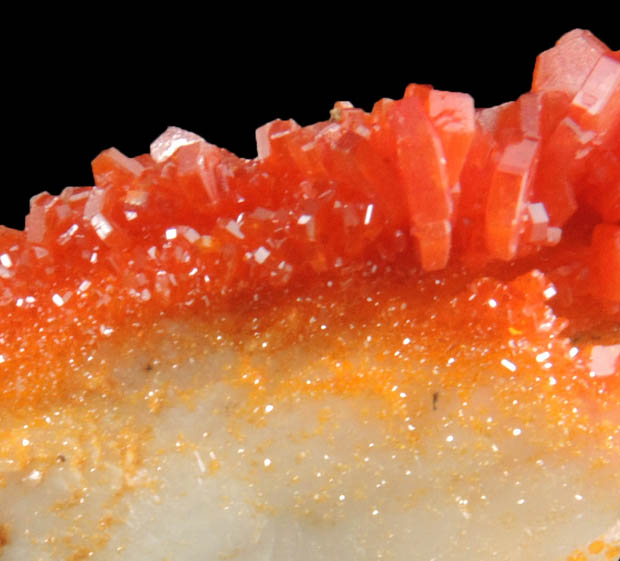 Vanadinite on Barite from Mibladen, Haute Moulouya Basin, Zeida-Aouli-Mibladen belt, Midelt Province, Morocco