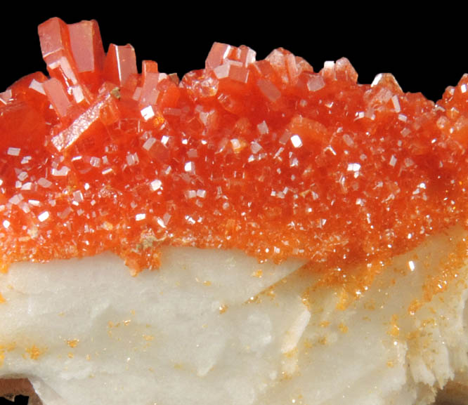 Vanadinite on Barite from Mibladen, Haute Moulouya Basin, Zeida-Aouli-Mibladen belt, Midelt Province, Morocco