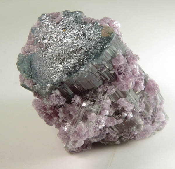 Lepidolite over Elbaite Tourmaline from Pederneira Mine, Sao Jose da Safira, Minas Gerais, Brazil