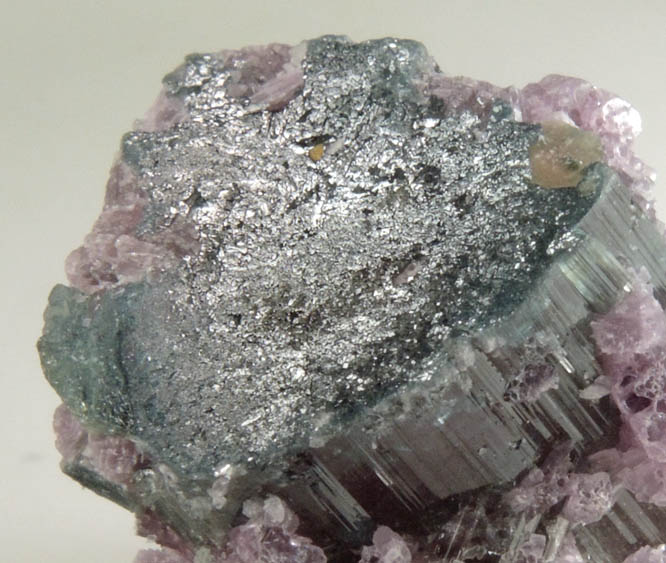 Lepidolite over Elbaite Tourmaline from Pederneira Mine, Sao Jose da Safira, Minas Gerais, Brazil