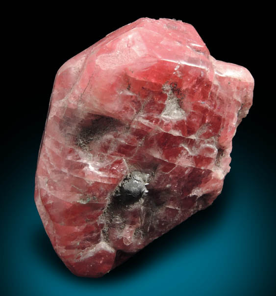 Rhodonite doubly terminated crystal with Franklinite from Franklin Mining District, Sussex County, New Jersey (Type Locality for Franklinite)
