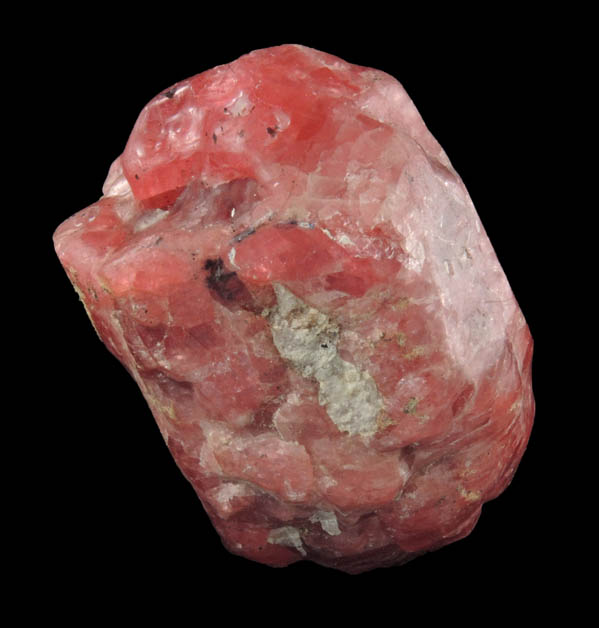 Rhodonite doubly terminated crystal with Franklinite from Franklin Mining District, Sussex County, New Jersey (Type Locality for Franklinite)