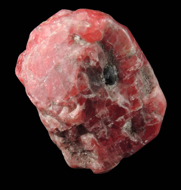 Rhodonite doubly terminated crystal with Franklinite from Franklin Mining District, Sussex County, New Jersey (Type Locality for Franklinite)