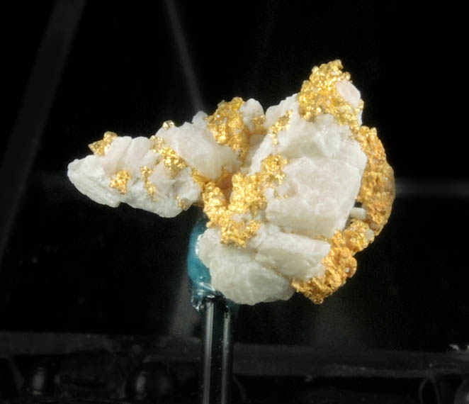 Gold (native gold) in Quartz from Harvard Mine, Jamestown Mining District, Tuolumne County, California