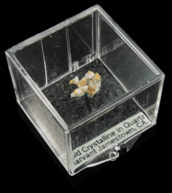 Gold (native gold) in Quartz from Harvard Mine, Jamestown Mining District, Tuolumne County, California