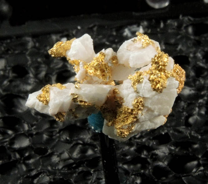 Gold (native gold) in Quartz from Harvard Mine, Jamestown Mining District, Tuolumne County, California