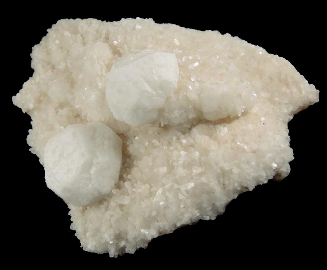 Analcime on Thomsonite from Moorcrossfield Quarry, Ballymena, County Antrim, Northern Ireland