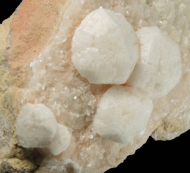 Analcime on Thomsonite from Moorcrossfield Quarry, Ballymena, County Antrim, Northern Ireland