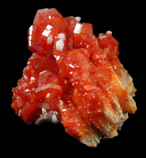 Vanadinite and Calcite over Barite from Mibladen, Haute Moulouya Basin, Zeida-Aouli-Mibladen belt, Midelt Province, Morocco