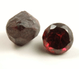 Almandine Garnet (with 1.87 carat faceted gemstone) from Red Embers Mine, Erving, Franklin County, Massachusetts