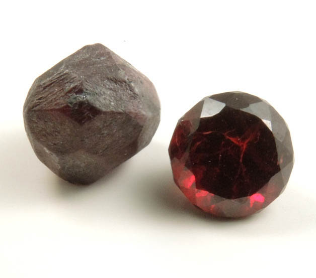 Almandine Garnet (with 1.87 carat faceted gemstone) from Red Embers Mine, Erving, Franklin County, Massachusetts