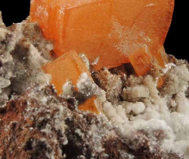 Wulfenite, Hydrozincite, Calcite from Erupcion/Ahumada Mine, Sierra de Los Lamentos, Chihuahua, Mexico