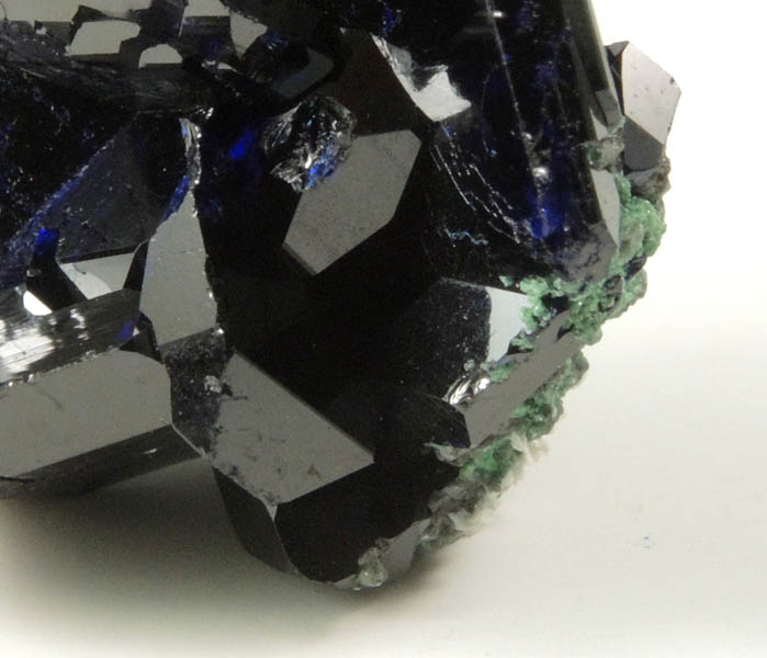 Azurite (twinned crystals) with Arsentsumebite from Tsumeb Mine, Easter Pocket, Otavi-Bergland District, Oshikoto, Namibia (Type Locality for Arsentsumebite)