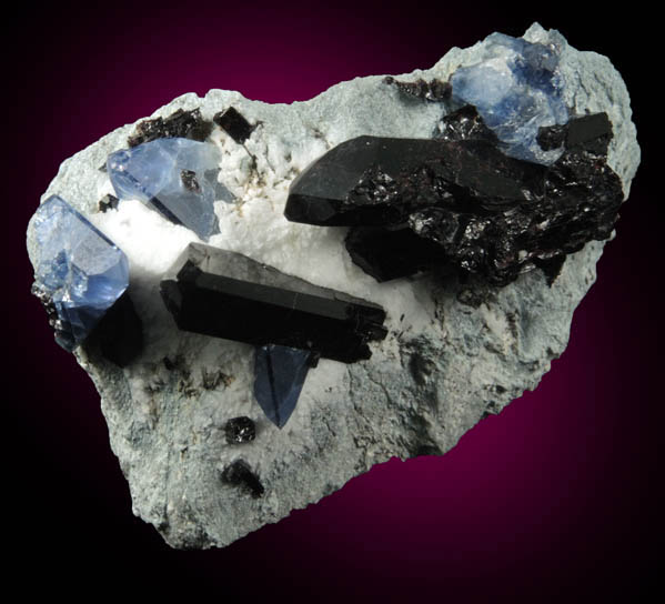 Benitoite and Neptunite in Natrolite from Benitoite Gem Mine, New Idria District, San Benito County, California (Type Locality for Benitoite)