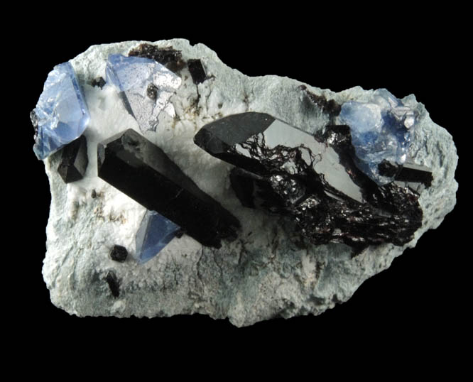 Benitoite and Neptunite in Natrolite from Benitoite Gem Mine, New Idria District, San Benito County, California (Type Locality for Benitoite)