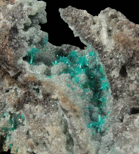 Dioptase on Willemite with Wulfenite from Mammoth-St. Anthony Mine, Tiger, Mammoth District, Pinal County, Arizona