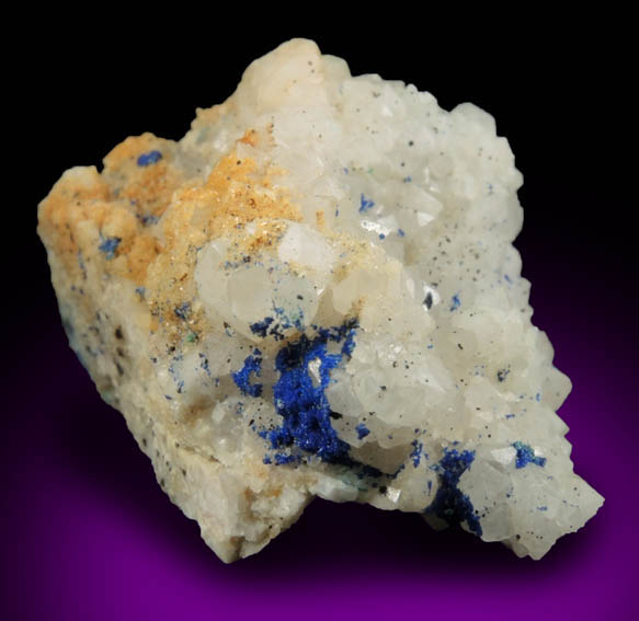 Azurite on Quartz with minor Calcite, Dolomite, Malachite from St. Gertraudi, Brixlegg, Nordtirol, Austria