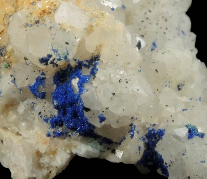 Azurite on Quartz with minor Calcite, Dolomite, Malachite from St. Gertraudi, Brixlegg, Nordtirol, Austria