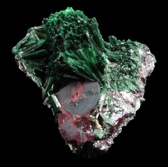 Cuprite and Malachite from Kolwezi Mining District, 240 km WNW of Lubumbashi, Katanga Copperbelt, Lualaba Province, Democratic Republic of the Congo