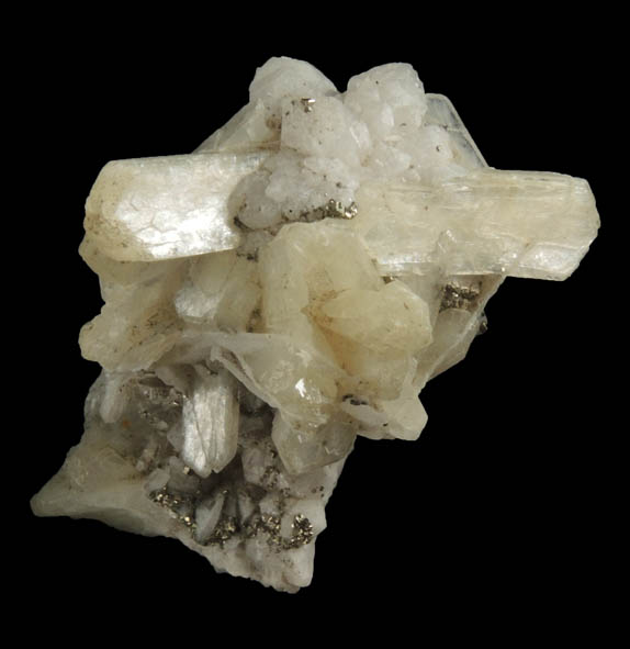 Stilbite, Quartz, Pyrite from railroad cut near Thomaston Dam, Litchfield County, Connecticut