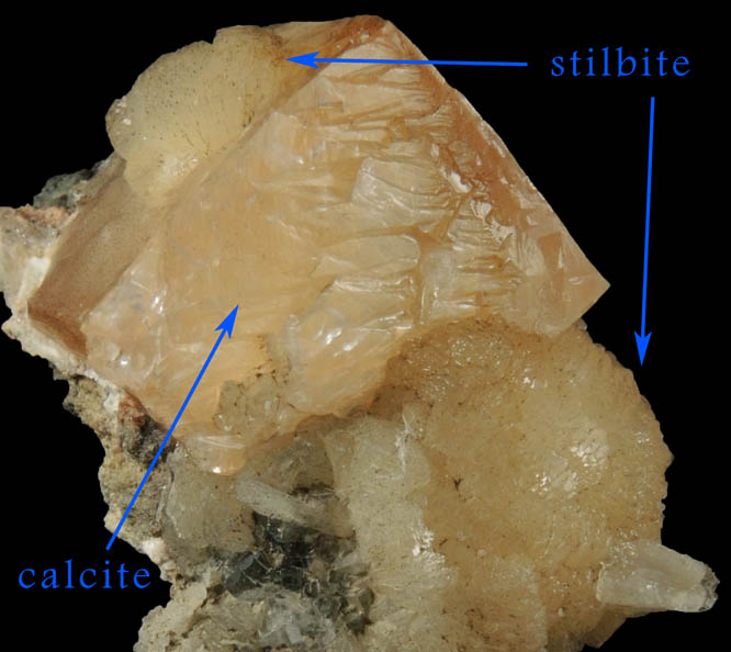 Calcite and Stilbite from Chimney Rock Quarry, Bound Brook, Somerset County, New Jersey