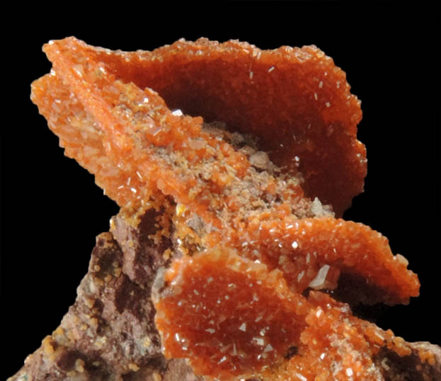 Vanadinite pseudomorphs after Wulfenite from Rowley Mine, 20 km northwest of Theba, Painted Rock Mountains, Maricopa County, Arizona