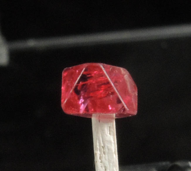Spinel (3 crystals mounted in Perky box)  from Mogok District, 115 km NNE of Mandalay, Mandalay Division, Myanmar (Burma)