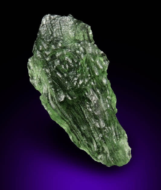 Moldavite (Tektite  natural glass caused by meteorite impact) from Vltava (Moldau) River, southern Bohemia, Czech Republic (Type Locality for Moldavite)