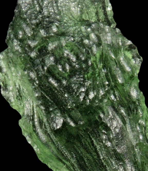 Moldavite (Tektite  natural glass caused by meteorite impact) from Vltava (Moldau) River, southern Bohemia, Czech Republic (Type Locality for Moldavite)