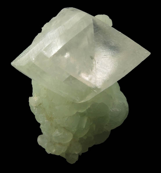 Calcite on Prehnite from Millington Quarry, Bernards Township, Somerset County, New Jersey