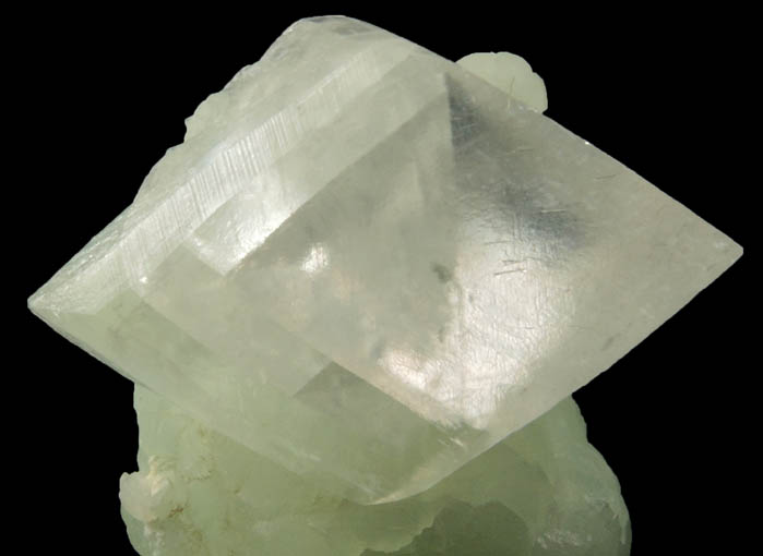 Calcite on Prehnite from Millington Quarry, Bernards Township, Somerset County, New Jersey