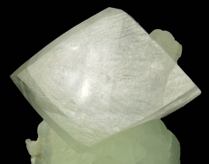 Calcite on Prehnite from Millington Quarry, Bernards Township, Somerset County, New Jersey