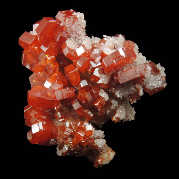 Vanadinite with Calcite over Barite from Mibladen, Haute Moulouya Basin, Zeida-Aouli-Mibladen belt, Midelt Province, Morocco