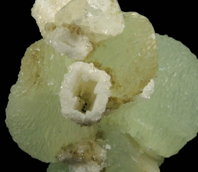 Prehnite with Quartz pseudomorphs after Glauberite from Upper New Street Quarry, Paterson, Passaic County, New Jersey