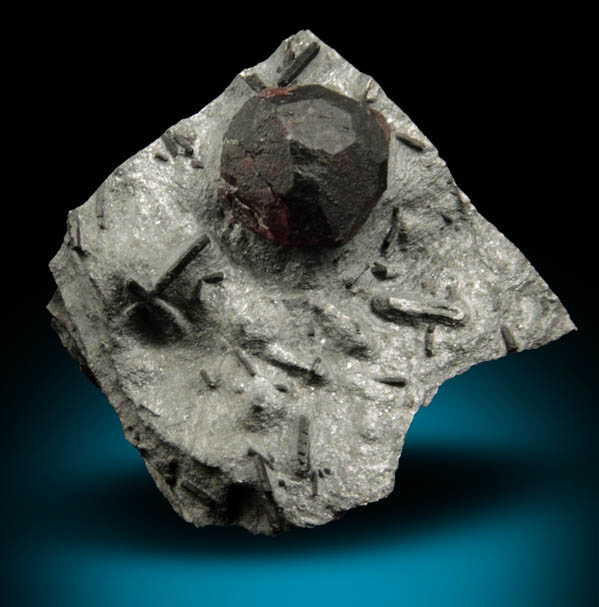 Almandine Garnet and Dravite in Phyllite from Red Embers Mine, Erving, Franklin County, Massachusetts