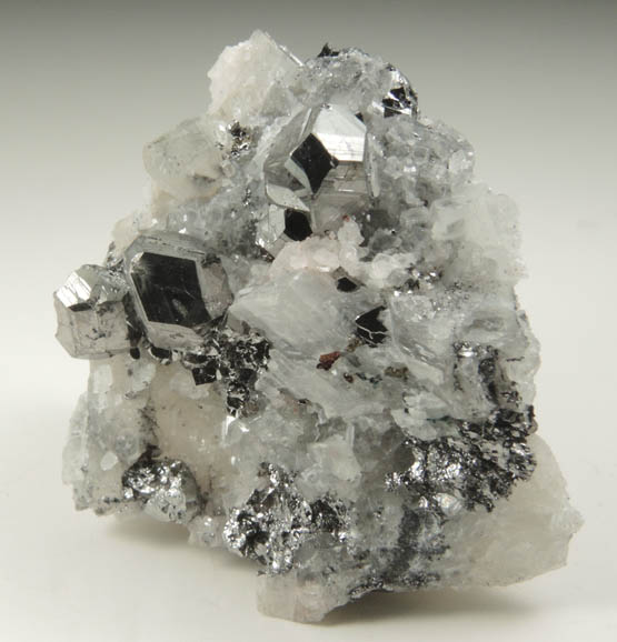 Carrollite in Calcite from Kamoya Mines, Kambove Mining District, 130 km NW of Lubumbashi, Katanga Copperbelt, Lualaba Province, Democratic Republic of the Congo