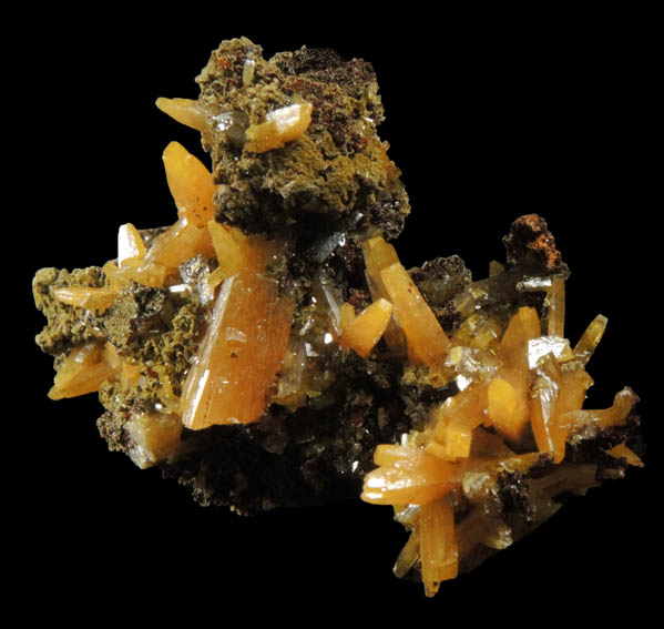 Wulfenite (pseudo-scalenohedral crystals) with Mimetite from Mina Ojuela, San Juan Poniente Vein, Level 6, Mapim, Durango, Mexico