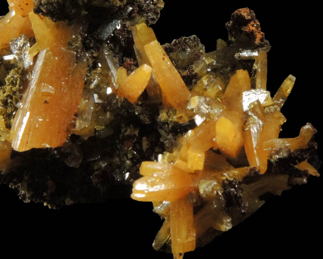 Wulfenite (pseudo-scalenohedral crystals) with Mimetite from Mina Ojuela, San Juan Poniente Vein, Level 6, Mapim, Durango, Mexico