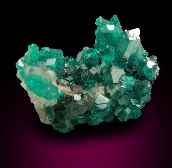 Dioptase on Calcite from Tsumeb Mine, Otavi-Bergland District, Oshikoto, Namibia